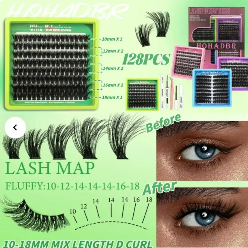 4 Styles Mega/ultra/ Dramatic/Volume/ Lash Clusters Kit, WaterProof Lashes NEW